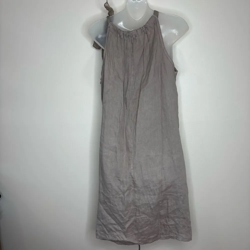 Bellambria Women’s beige 100% linen Short Sleeveless Made In Italy dress small